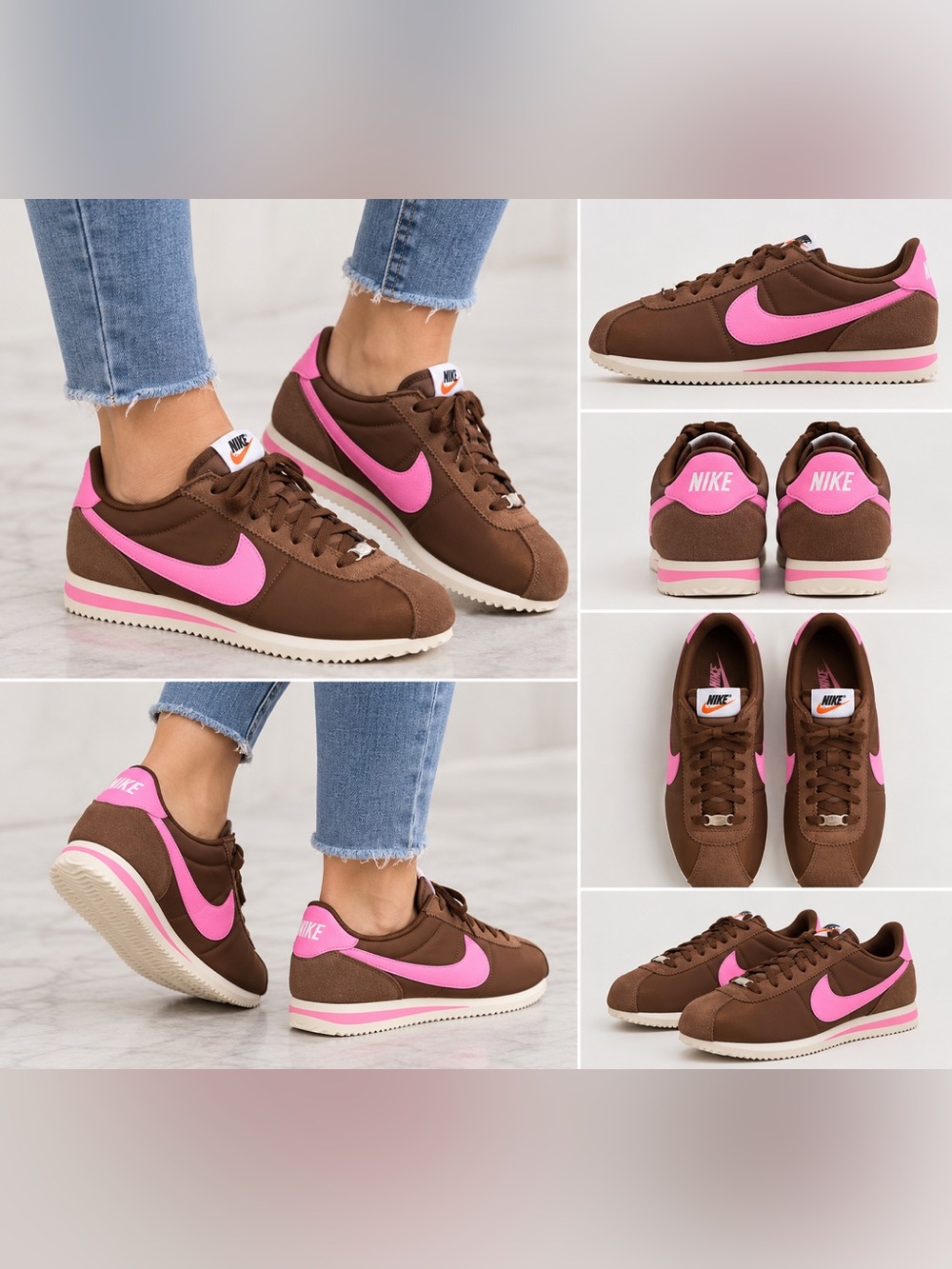 Nike Cortez Textile Women’s 8.5 Baroque Brown Pink Foam Sneakers NWT